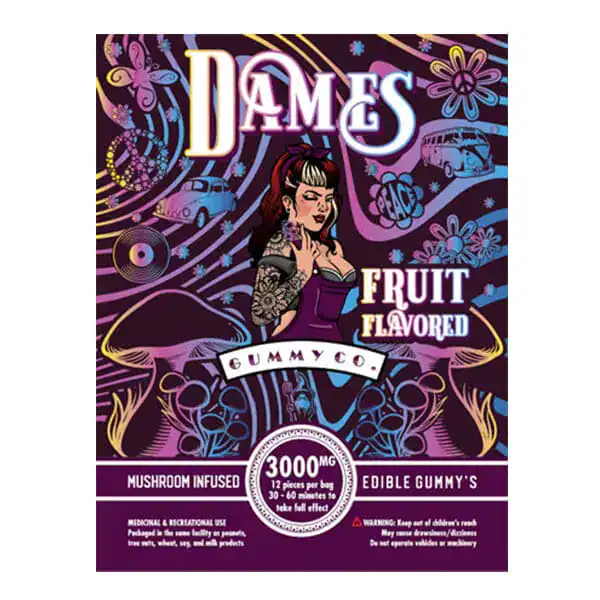 Dames-Gummy-Co-3000mg-Mushroom-Gummies DAMES GUMMY CO: GUMMIES – MUSHROOM INFUSED– MANGO (3000mg)