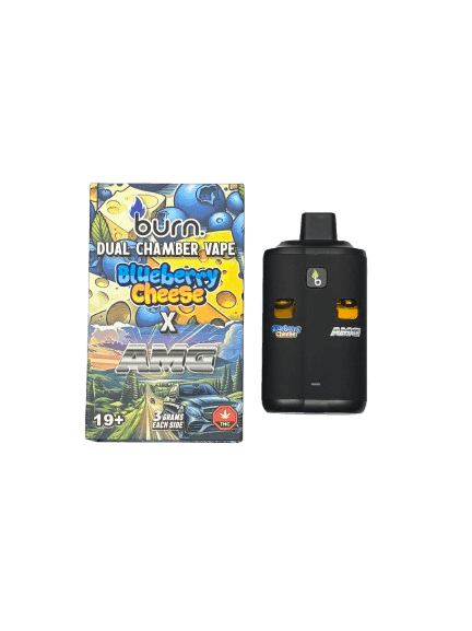 BURN LIFESTYLE CO - 6 GRAM DUAL CHAMBER DISPOSABLE VAPE - BLUEBERRY CHEESE + AMG