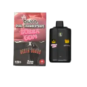 BURN LIFESTYLE CO - 6 GRAM DUAL CHAMBER DISPOSABLE VAPE - BUBBA GUM + DEATH BUBBA
