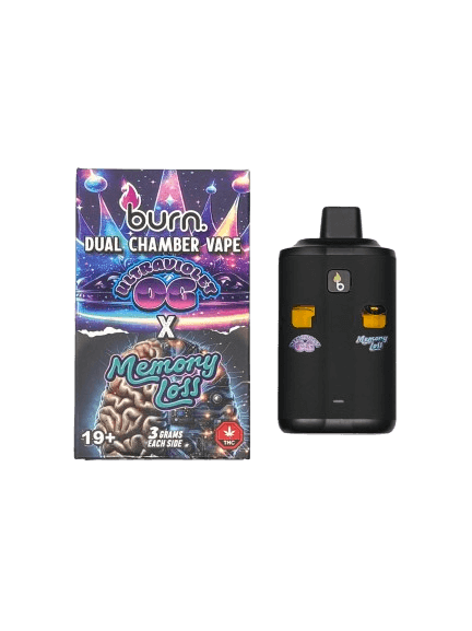 BURN LIFESTYLE CO - 6 GRAM DUAL CHAMBER DISPOSABLE VAPE - ULTRA VIOLET OG + MEMORY LOSS