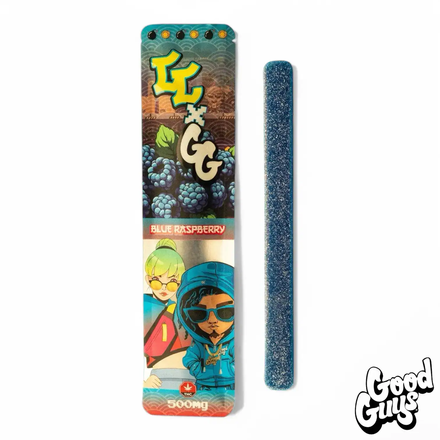 GOOD GUYS X CANDY CARTEL SOUR GUMMY STRIP - BLUE RASPBERRY (500MG THC)