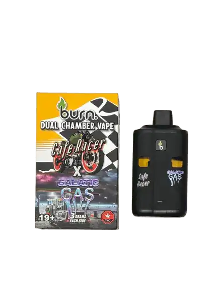 BURN6GRAMCAFERACERGALACTICGAS BURN LIFESTYLE CO - 6 GRAM DUAL CHAMBER DISPOSABLE VAPE - CAFE RACER + GALACTIC GAS