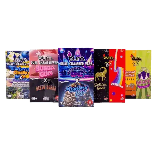 BURN6GRAMDUALCHAMBERCOLLAGE BURN LIFESTYLE CO - 6 GRAM DUAL CHAMBER DISPOSABLE VAPE - BERRY BOMBS X MANGO