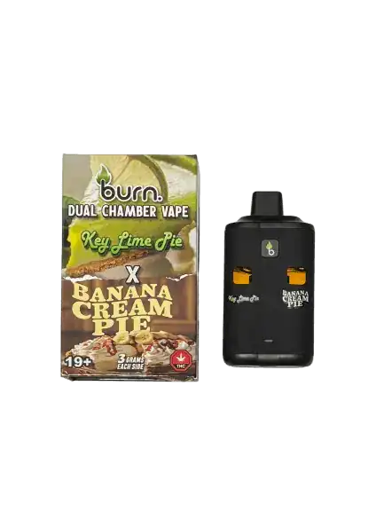 BURN6GRAMKEYLIMEBANANACREAMPIE BURN LIFESTYLE CO - 6 GRAM DUAL CHAMBER DISPOSABLE VAPE - KEY LIME PIE + BANANA CREAM PIE