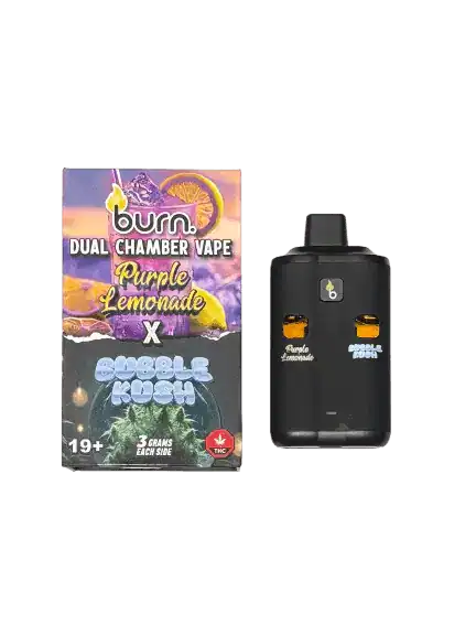BURN LIFESTYLE CO - 6 GRAM DUAL CHAMBER DISPOSABLE VAPE - PURPLE LEMONADE + BUBBLE KUSH