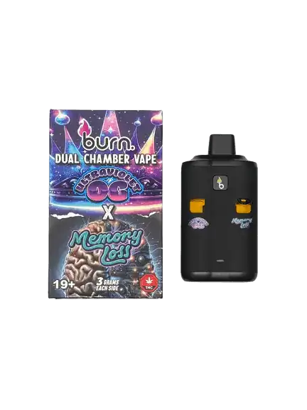 BURN6GRAMULTRAVIOLETOGXMEMORYLOSS BURN LIFESTYLE CO - 6 GRAM DUAL CHAMBER DISPOSABLE VAPE - ULTRA VIOLET OG + MEMORY LOSS