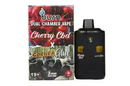BURN LIFESTYLE CO - 6 GRAM DUAL CHAMBER DISPOSABLE VAPE - CHERRY CBD X GORILLA GLUE