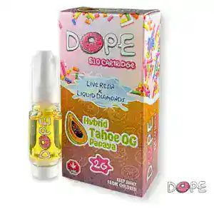 DOPE-Cartridge-2g-Tahoe-OG-Papaya-300x300-1 DOPE - LIVE RESIN + LIQUID DIAMONDS VAPE CART (2 GRAMS) - TRAINWRECK TANGIE