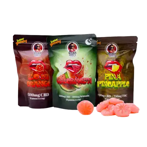 MamaAnnesEdiblesCOLLAGE MAMA ANNES - 1500MG THC GUMMIES - BLUE RASPBERRY
