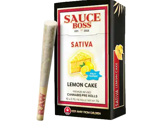 SAUCE BOSS - LIVE RESIN/LIQUID DIAMOND INFUSED PREROLLS - LEMON CAKE