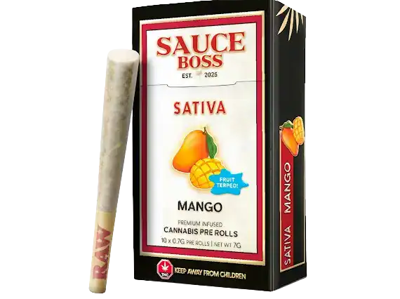 SAUCE BOSS - LIVE RESIN/LIQUID DIAMOND INFUSED PREROLLS - MANGO