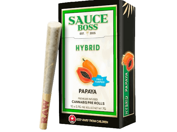 SAUCE BOSS - LIVE RESIN/LIQUID DIAMOND INFUSED PREROLLS - PAPAYA