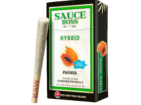 SAUCEBOSSPAPAYA SAUCE BOSS - LIVE RESIN/LIQUID DIAMOND INFUSED PREROLLS - PAPAYA