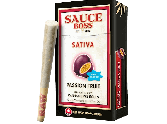 SAUCE BOSS - LIVE RESIN/LIQUID DIAMOND INFUSED PREROLLS - PASSION FRUIT