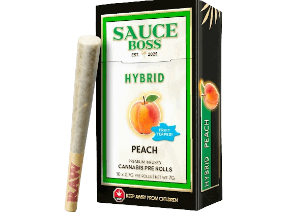 SAUCE BOSS - LIVE RESIN/LIQUID DIAMOND INFUSED PREROLLS - PEACH