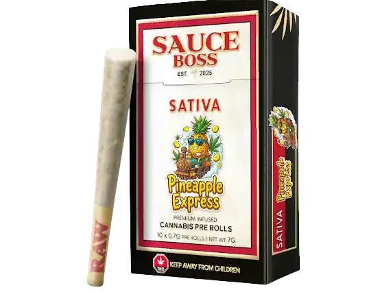 SAUCE BOSS - LIVE RESIN/LIQUID DIAMOND INFUSED PREROLLS - PINEAPPLE EXPRESS