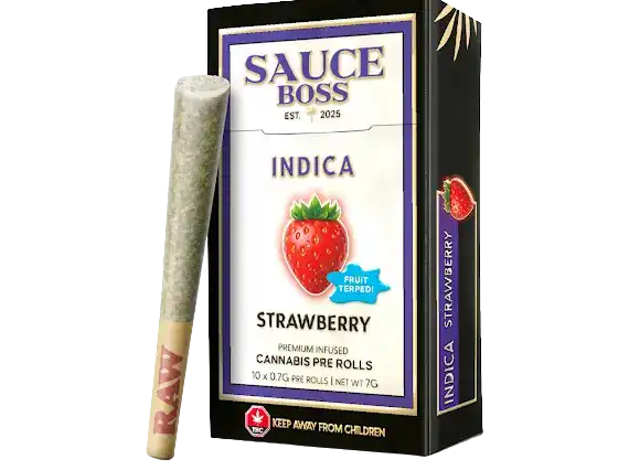 SAUCE BOSS - LIVE RESIN/LIQUID DIAMOND INFUSED PREROLLS - STRAWBERRY
