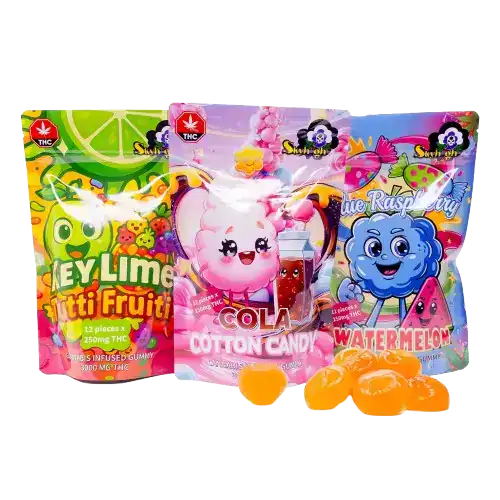 SkyhighEdibles3000MGCOLLAGE SKY HIGH EDIBLES - 3000MG THC - PEAR & ROYAL RASPBERRY