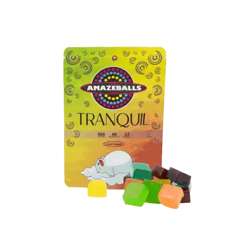 Tranquil560MGFRONT AMAZEBALLS - TRANQUIL 560MG THC GUMMIES - STRAWBERRY KIWI